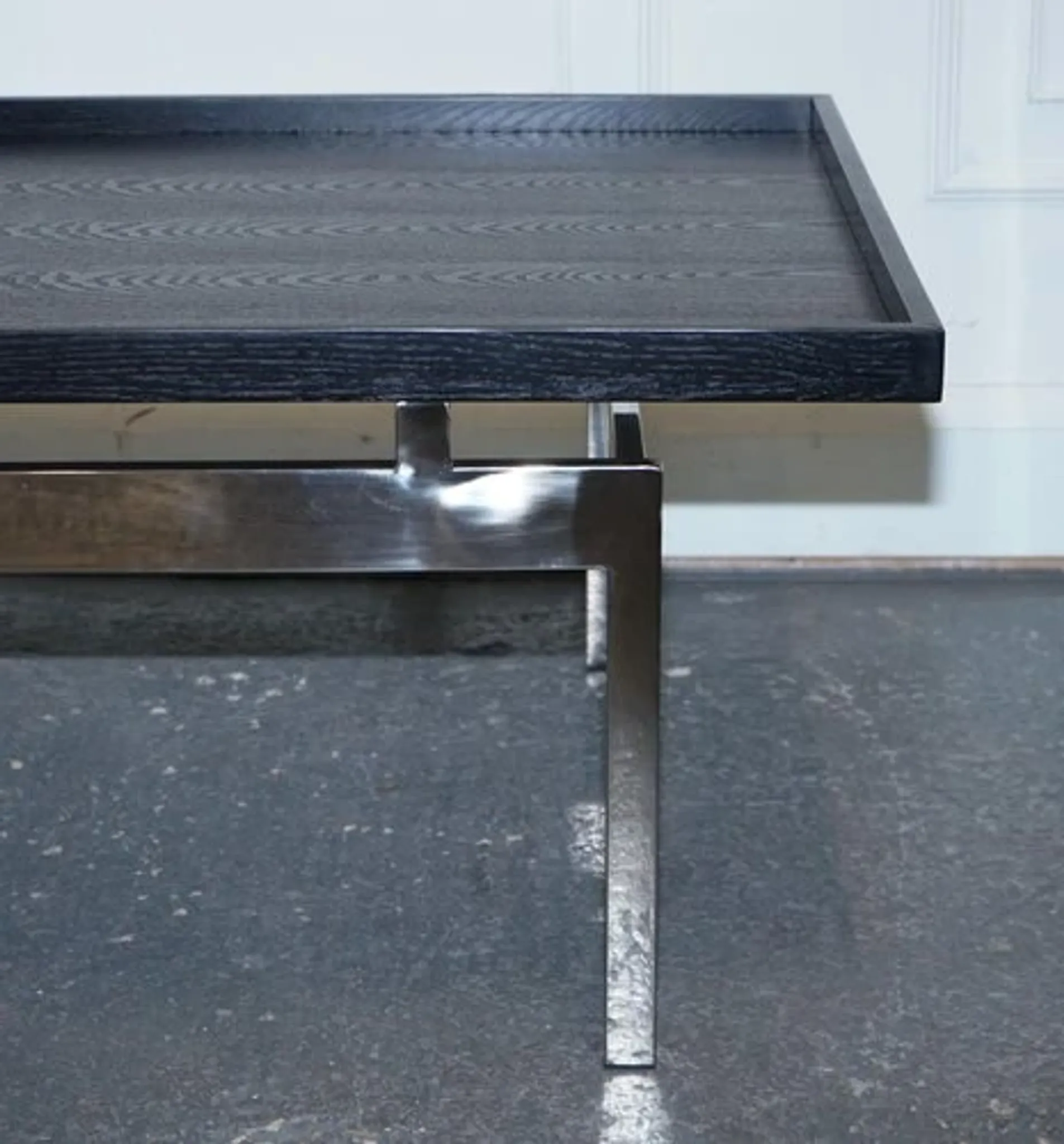 Black Art Deco Coffee Table with Stainless Steel by Casa Padrino