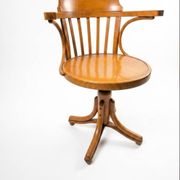 Swivel office chair in curved wood, 1950s