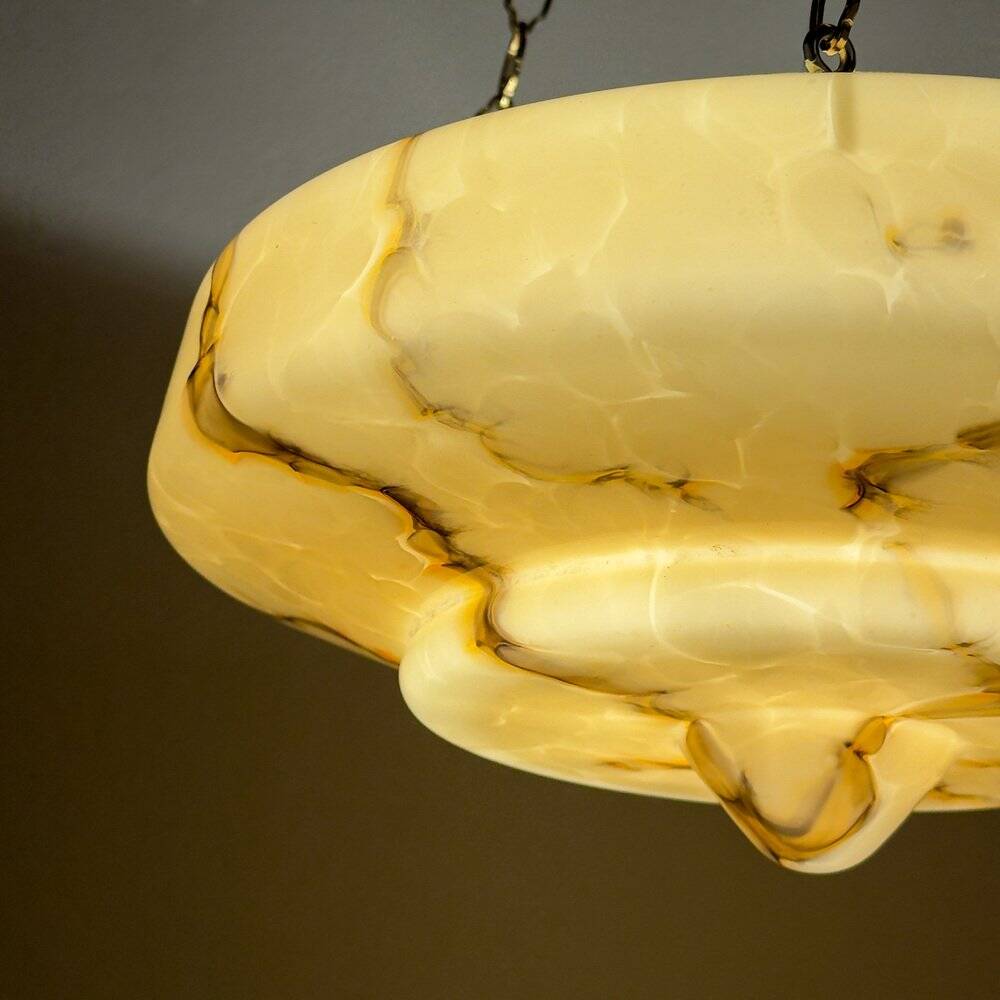 Art Deco pendant lamp in yellow glass, 1930s