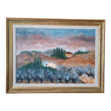 Large oil on canvas Marino Scardigli (1921-2005) - Tuscan landscape 124x94 cm