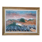 Large oil on canvas Marino Scardigli (1921-2005) - Tuscan landscape 124x94 cm