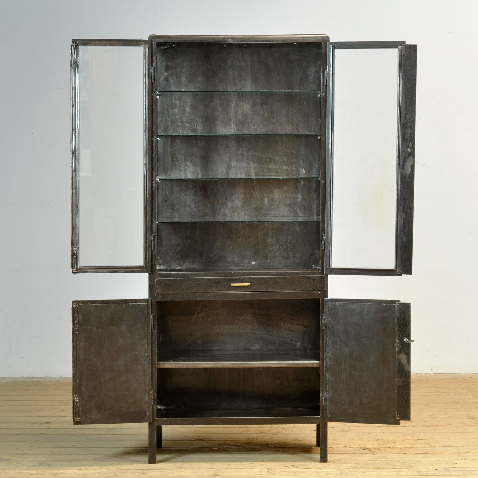 Polished iron medicine cabinet, 1950s