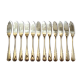 Set of 12 silver metal fish knives net model