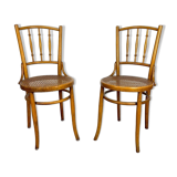 Paire de chaises bistrot cannées Mundus Ungvar Ungarn 1900