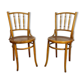 Paire de chaises bistrot cannées Mundus Ungvar Ungarn 1900