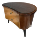small kidney shaped cabinet with glass on top 1960s