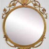 Miroir rond style médaillon en laiton
