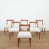 Ensemble de 6 chaises en teck avec nouveau tissu bouclé