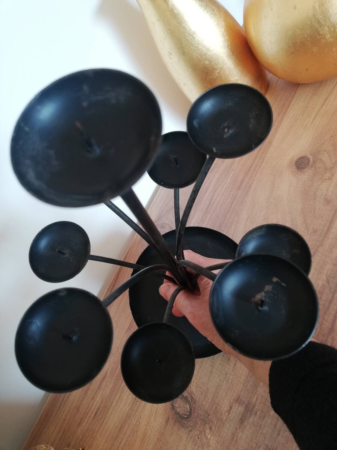 Swedish black candle holder with 9 branches