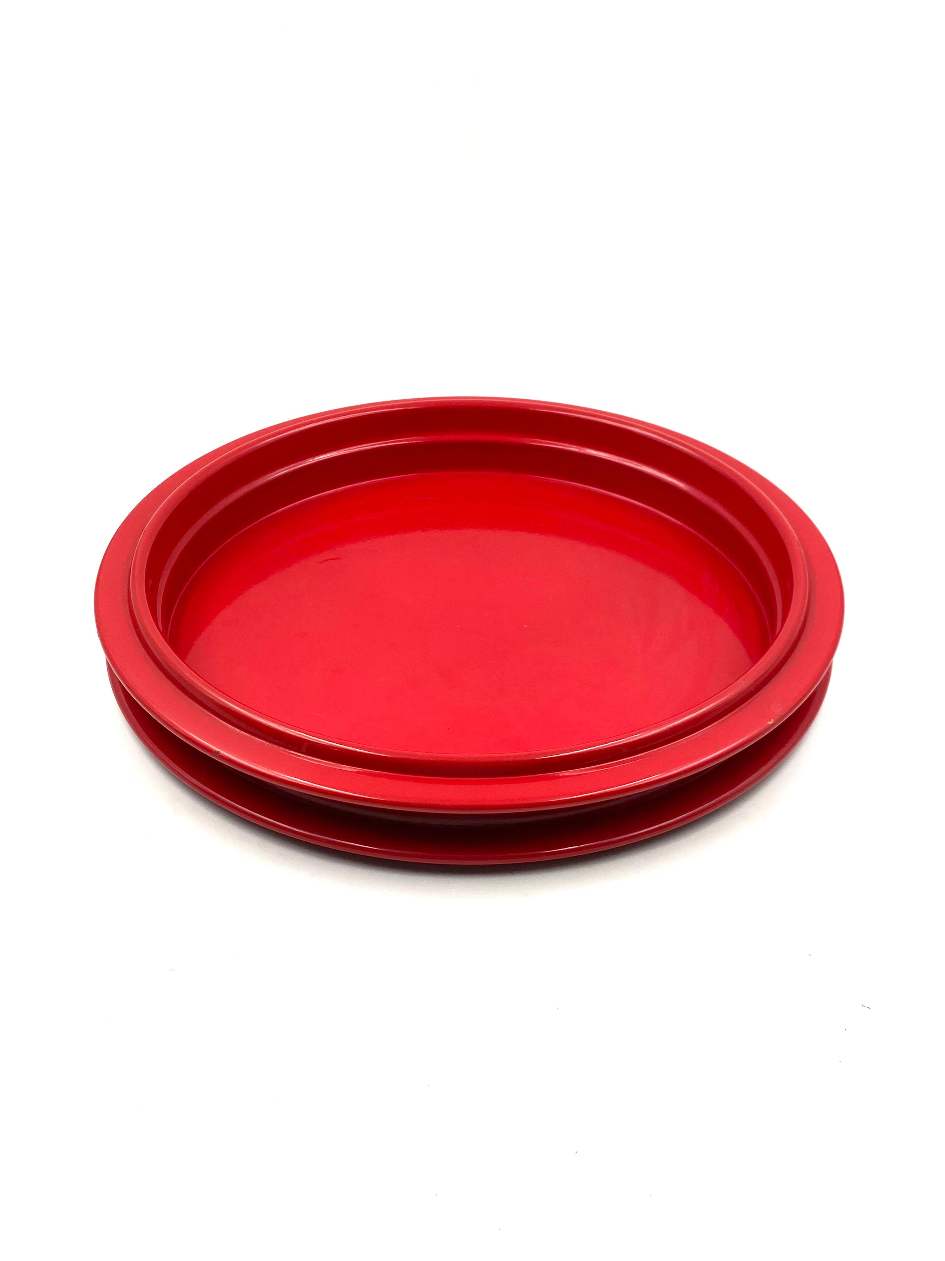 Gianfranco Frattini, red tray, Progetti Italy, 1970s