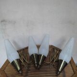 Duo of double appliques in brass and opalines
