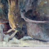 1960's Original Swedish Modernist Oil on Canvas " Study of Hunters Game Rabbit" by Johan Bladh