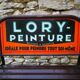 Ancien présentoir de peintures Lory avec plaque émaillée double face
