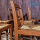 Lot de 8 chaises Reconstruction 1950 Chêne et paille