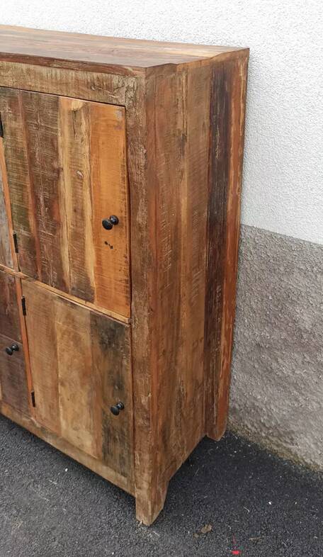 Old wooden cabinet. 8 doors.
