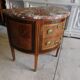 Chest of drawers half moon marquetry 2 drawers marble top late nineteenth century