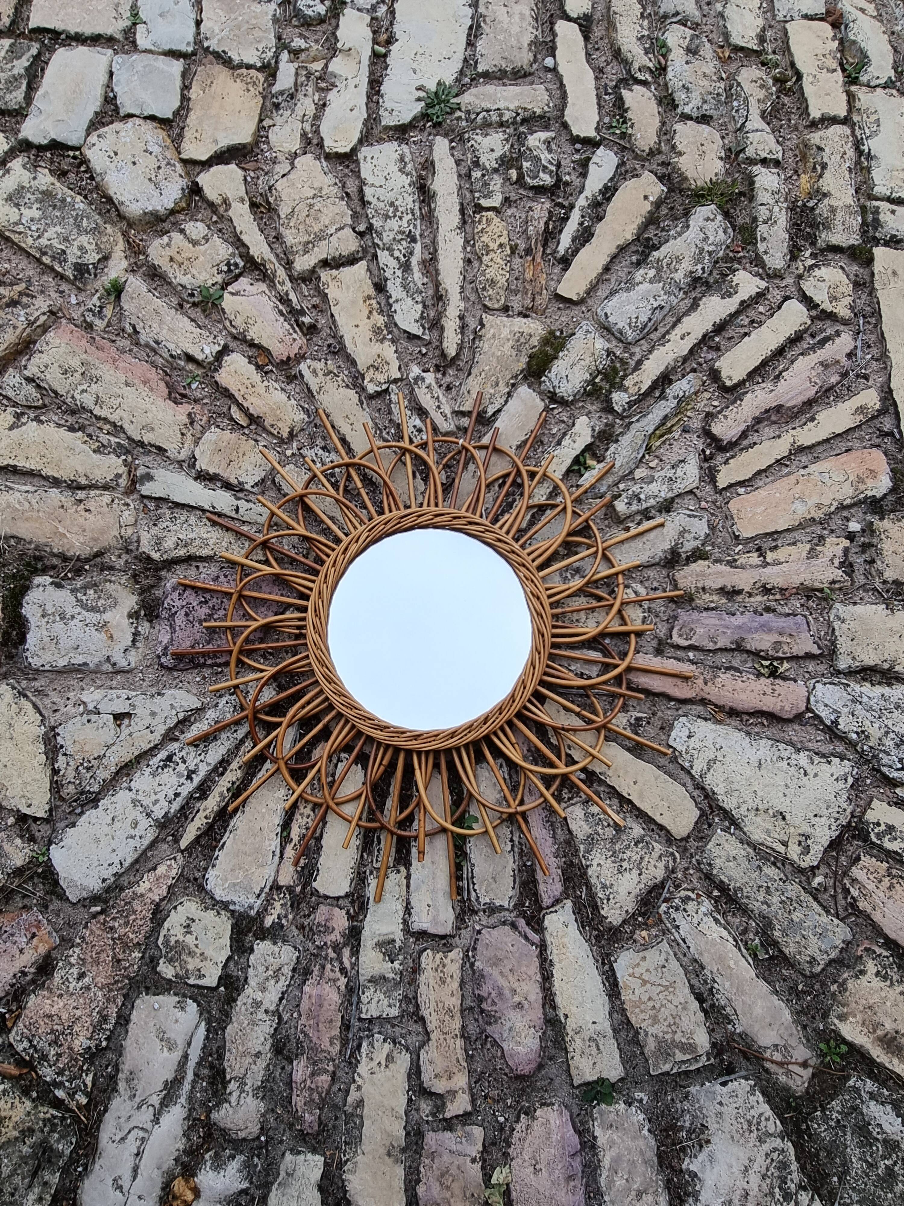 Rattan sun mirror 56cm