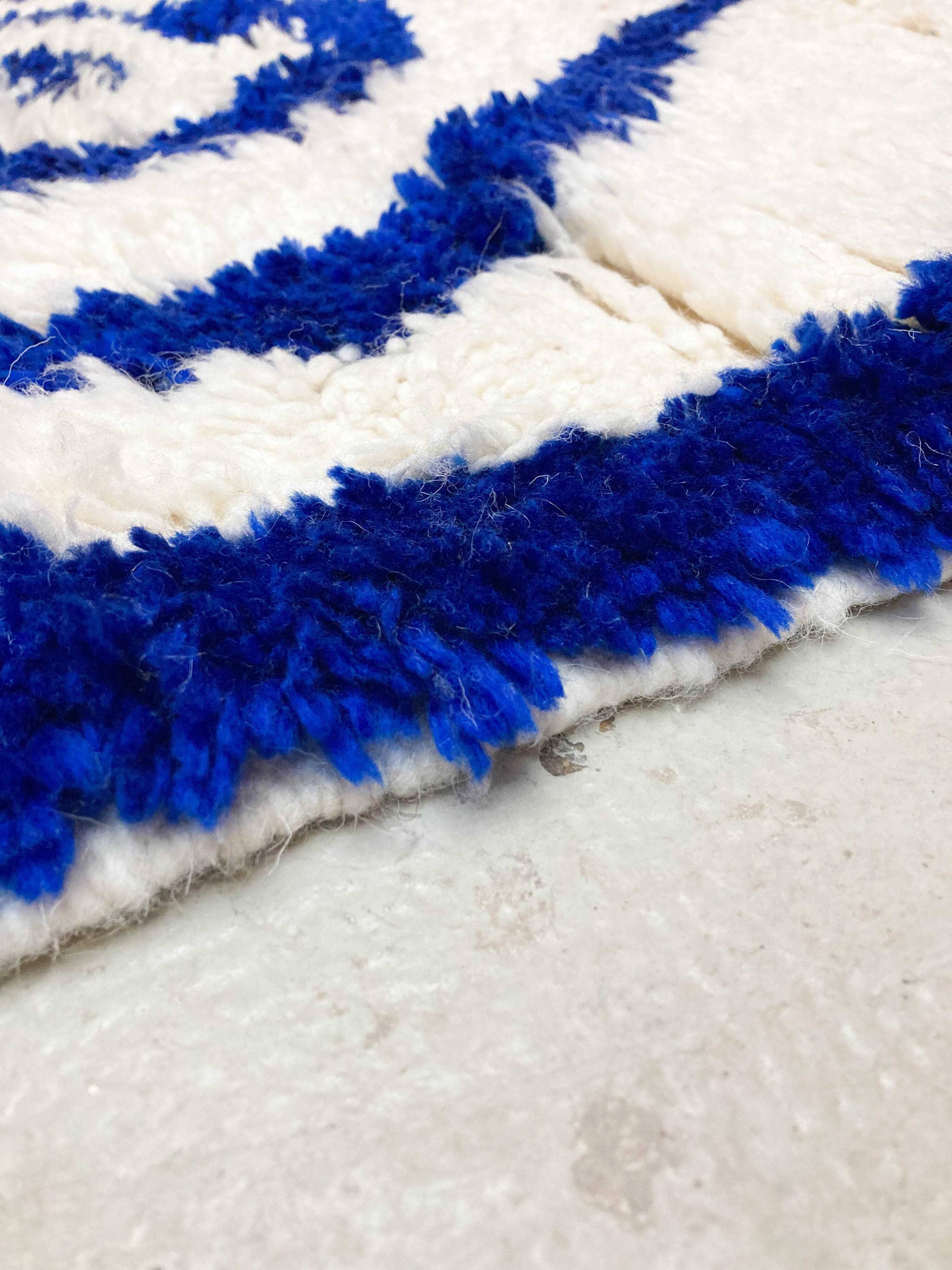 Azilal Moroccan Berber rug with majorelle blue patterns 2.53x1.45m new