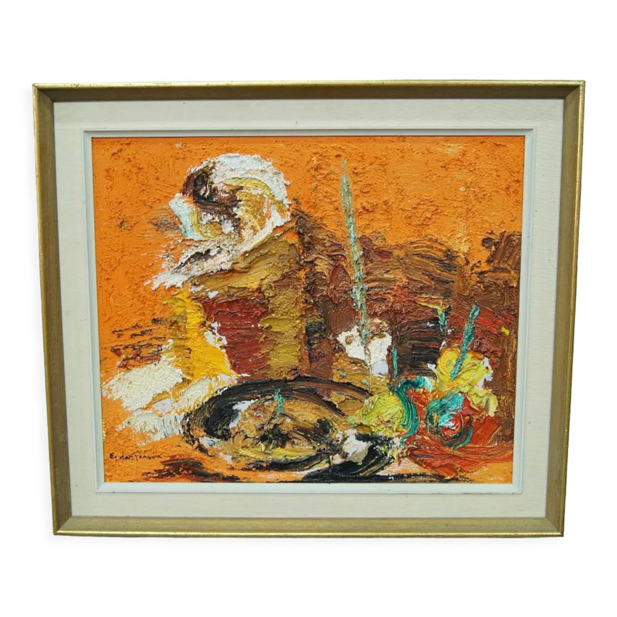 Einar persson (1918-2006), swedish abstract still life, oil on canvas, 1960s