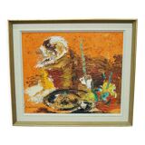Einar persson (1918-2006), swedish abstract still life, oil on canvas, 1960s