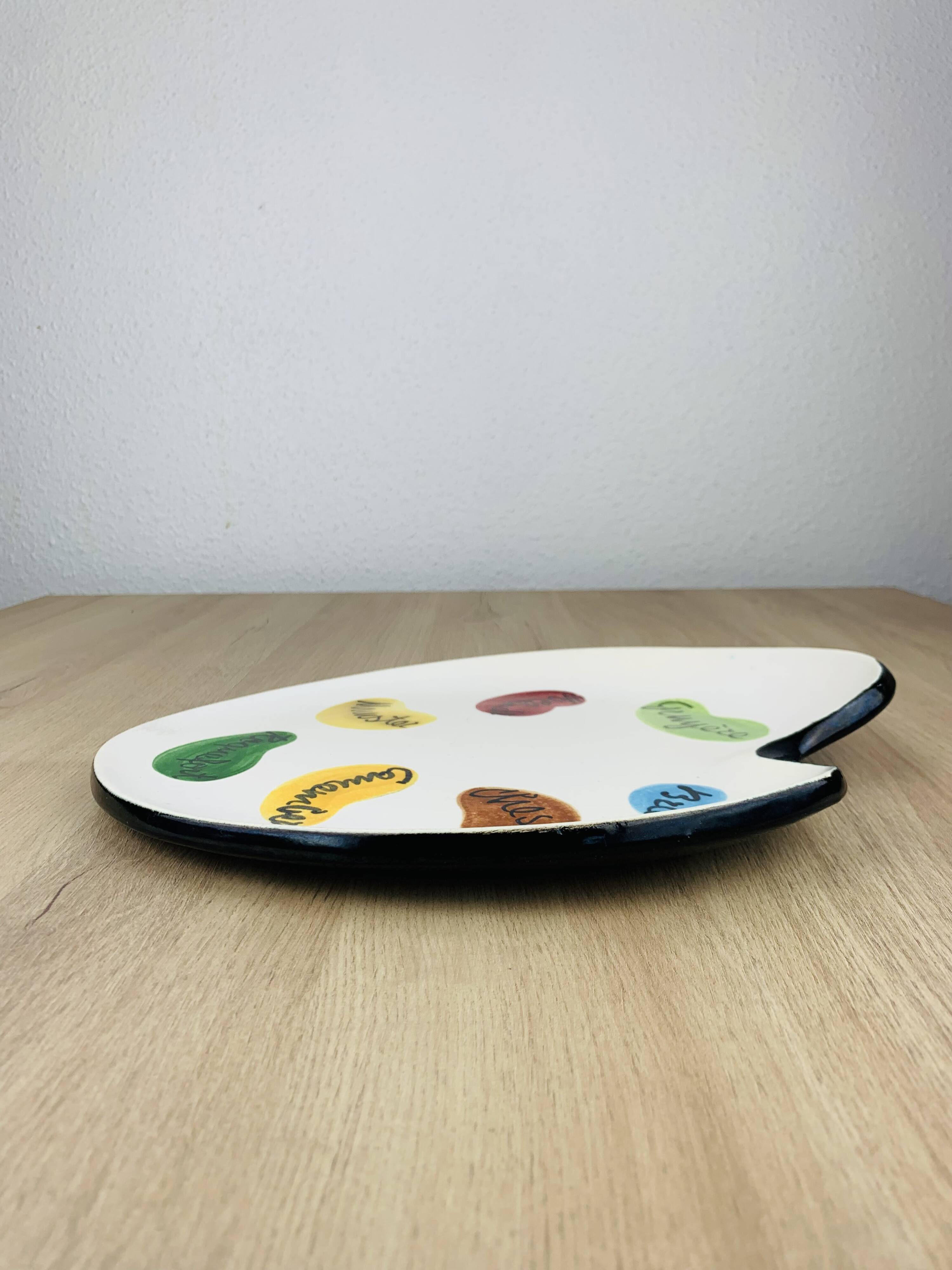 Ceramic cheese platter by Elchinger, 1950s, palette.