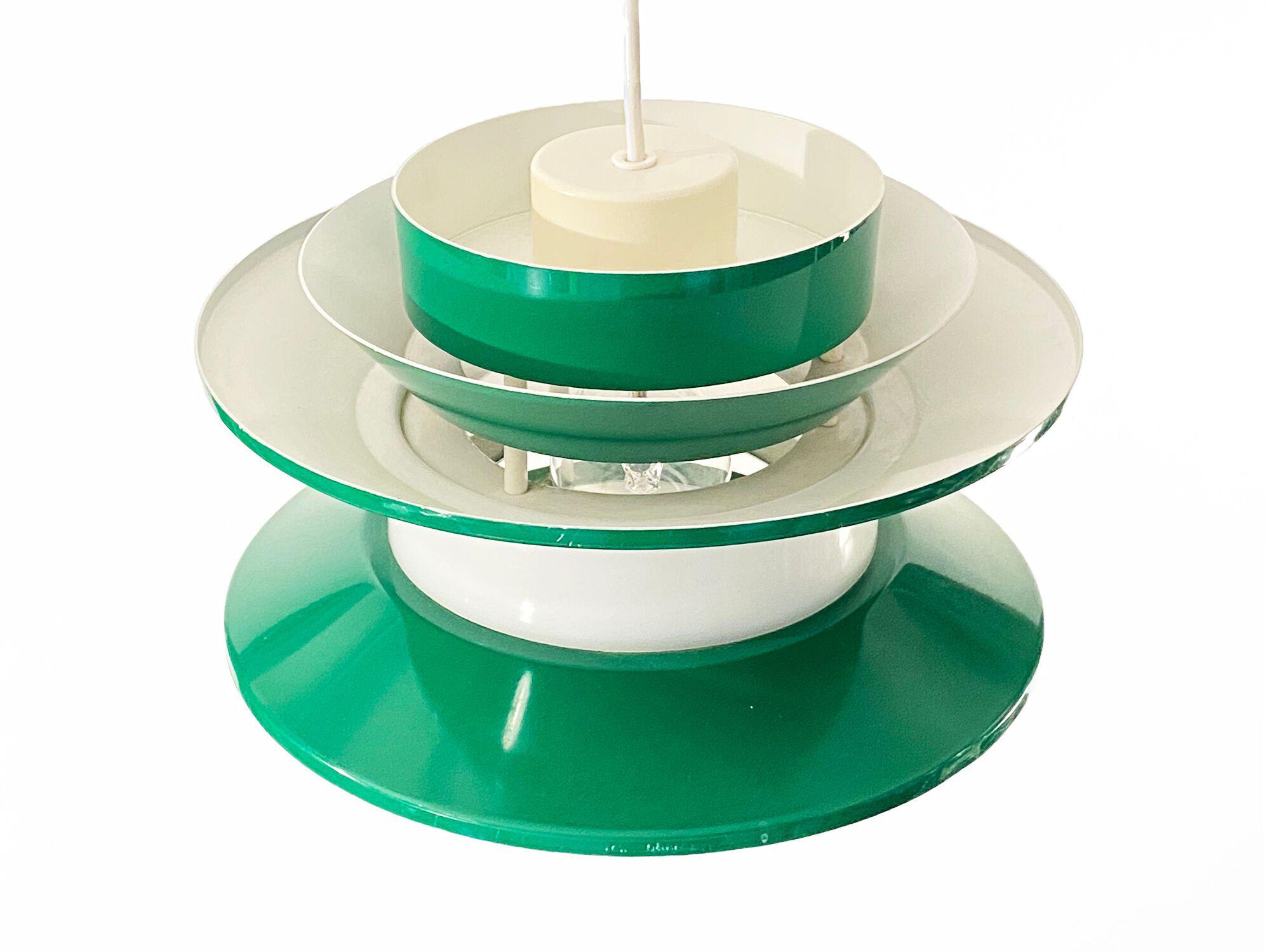 Pendant light "Trava" green version by Carl Thore for Granhaga Metallindustri. Sweden 1970s