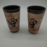 Paire de mugs en terre cuite émaillée vintage