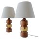 Vintage Bergboms Bitossi table lamps, ceramic with copper glaze, Sweden 1960s.