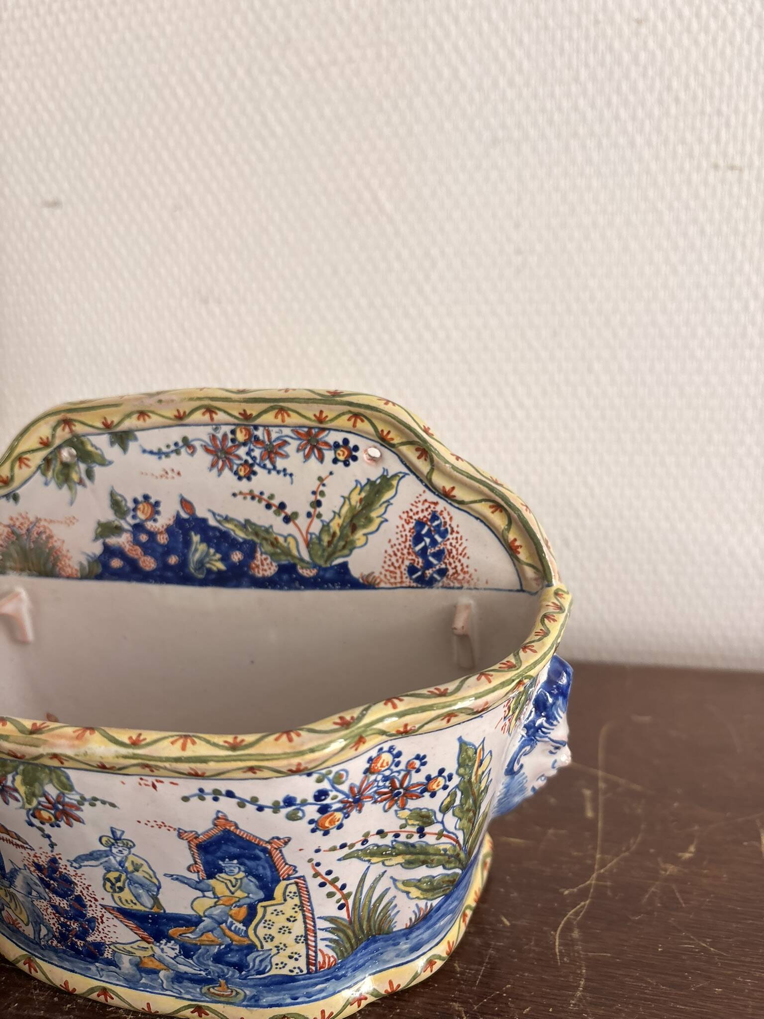 Antique Jardinière Earthenware 19th Century Sèvres Moustiers Macarons Style
