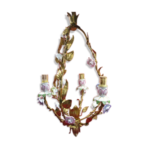 Lustre cage fer doré