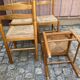 4 chaises de cuisine en bois massif paillées