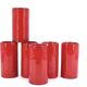 Six cylindrical red ceramic glasses, 1970s