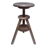 Tabouret, sellette d'atelier en chêne patiné