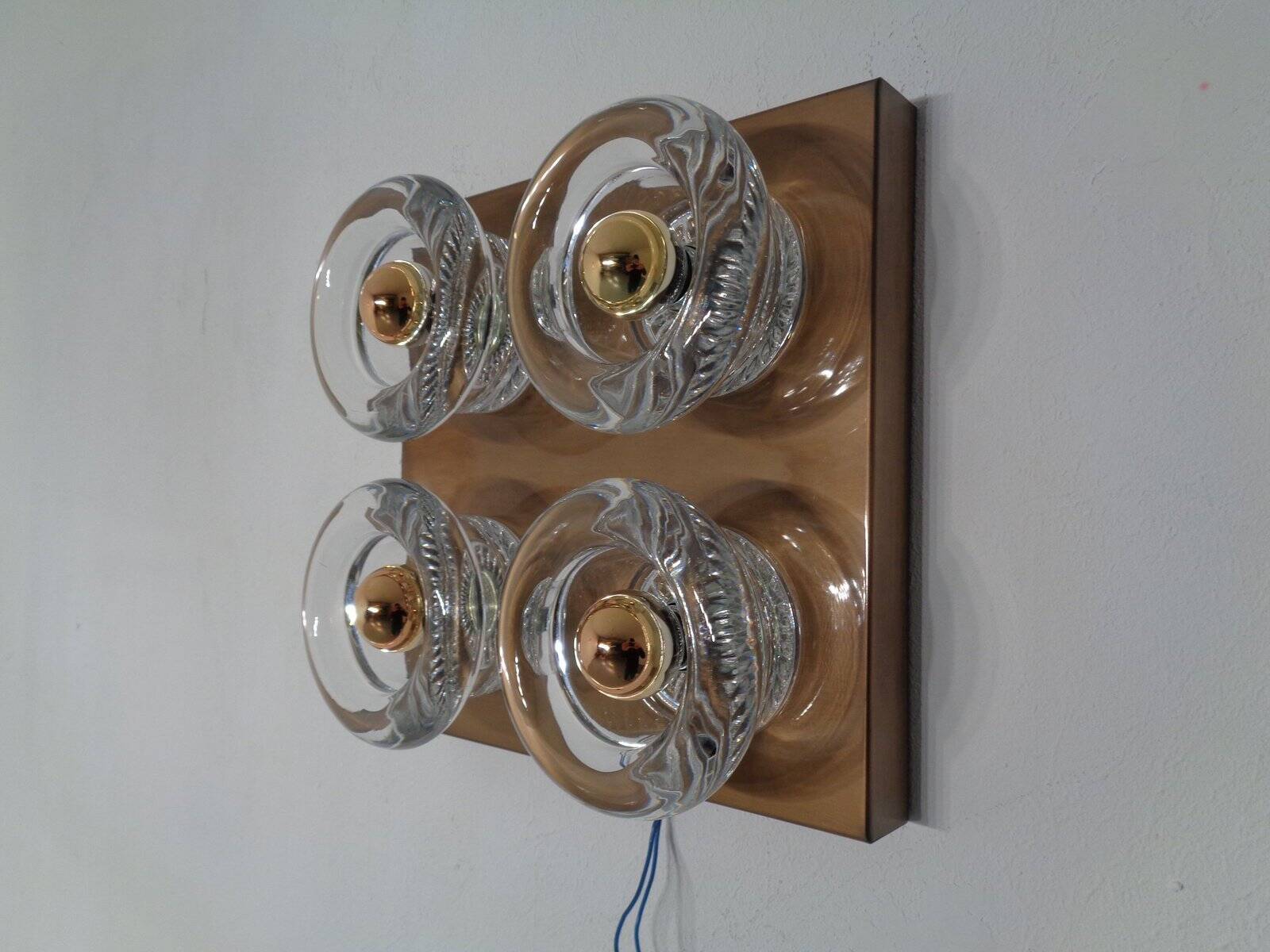 Copper and glass sconce from Cosack, Germany, 1960s.