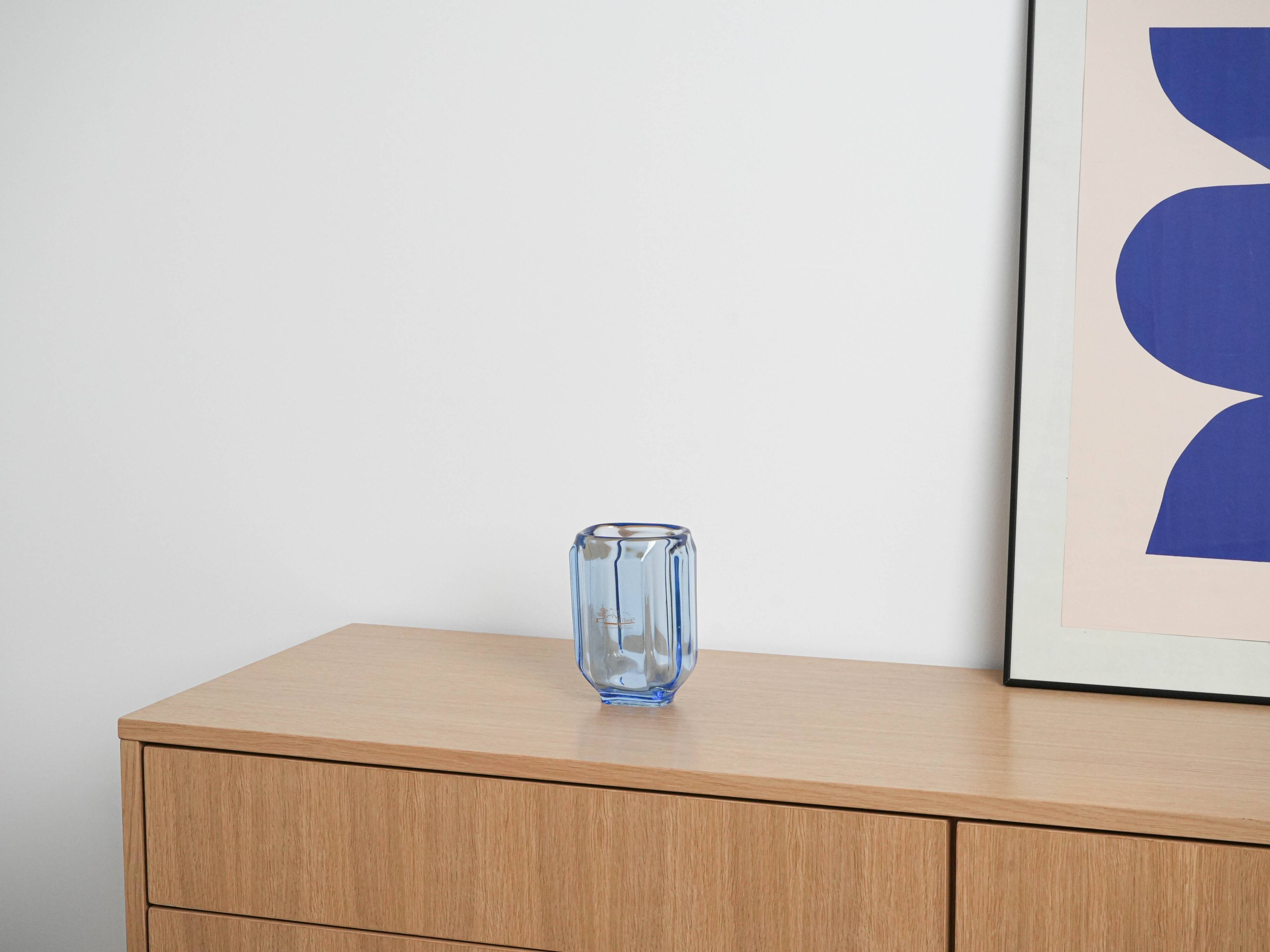 Blue glass vase, Danish design, 1960s, made in Denmark