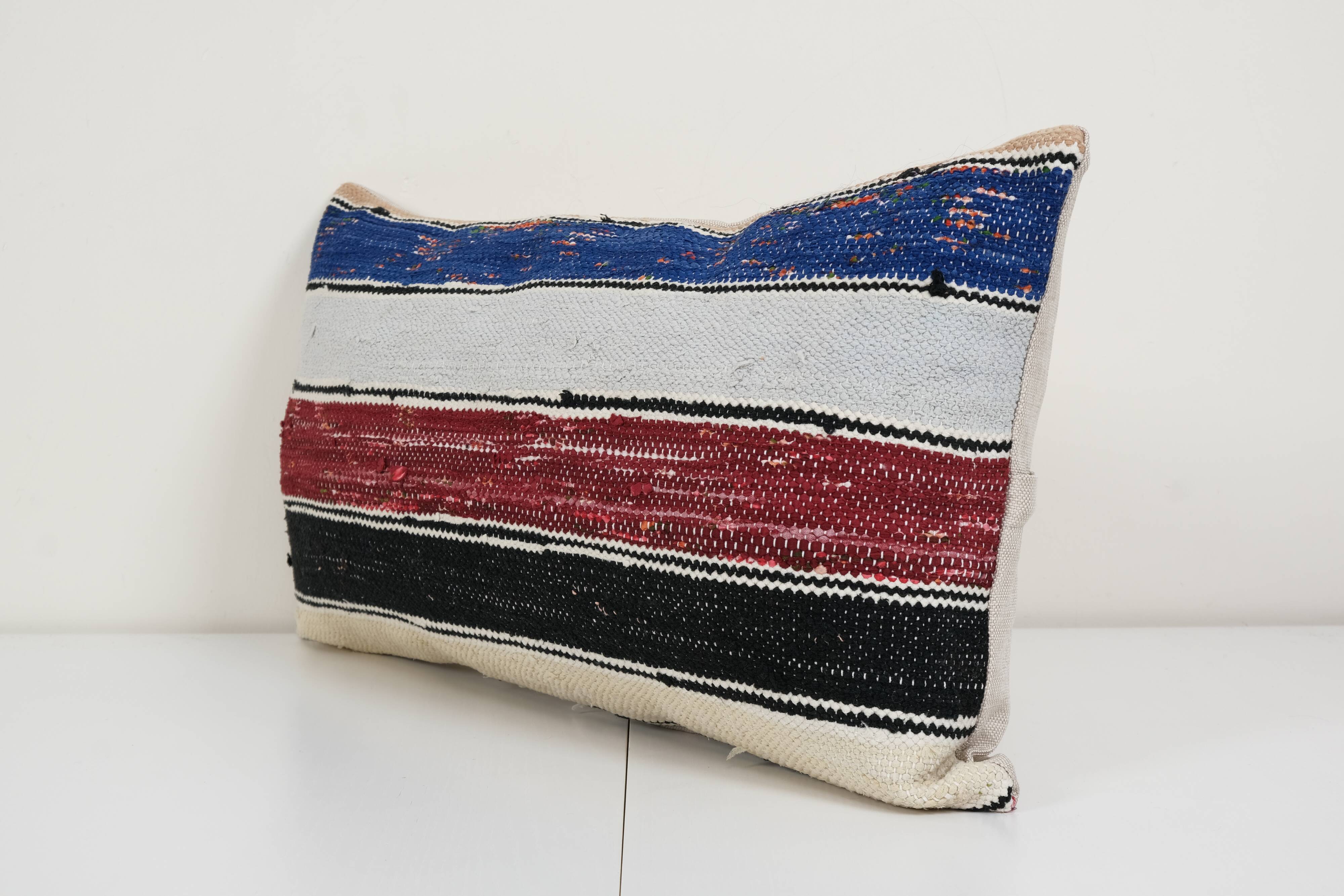 14" x 26" Oriental Boho pillow Kilim pillow cover Chair pillow Small Oblong, Turkish Lumbar Kilim