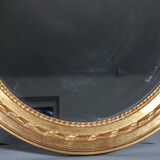 Oval mirror old carved wood gilded gold leaf louis XVI style large format 74x63 cm