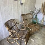 Pair of vintage rattan armchairs