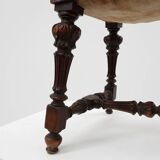 Baroque 19th century oak stool in Louis XV style, France