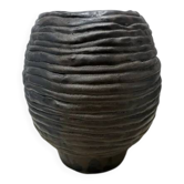 Vase en céramique fait main — Émail bronze texturé, années 1970