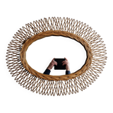 Miroir en rotin vintage de forme ovale