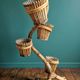 Vintage Cobra Snake Plant Stand in Bamboo and Rattan