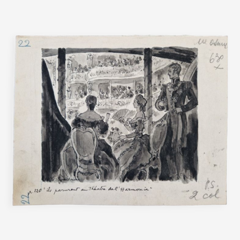 Encre et lavis d'encre sur papier - Ils parurent au Théâtre Jacques Boullaire (1893-1976) -