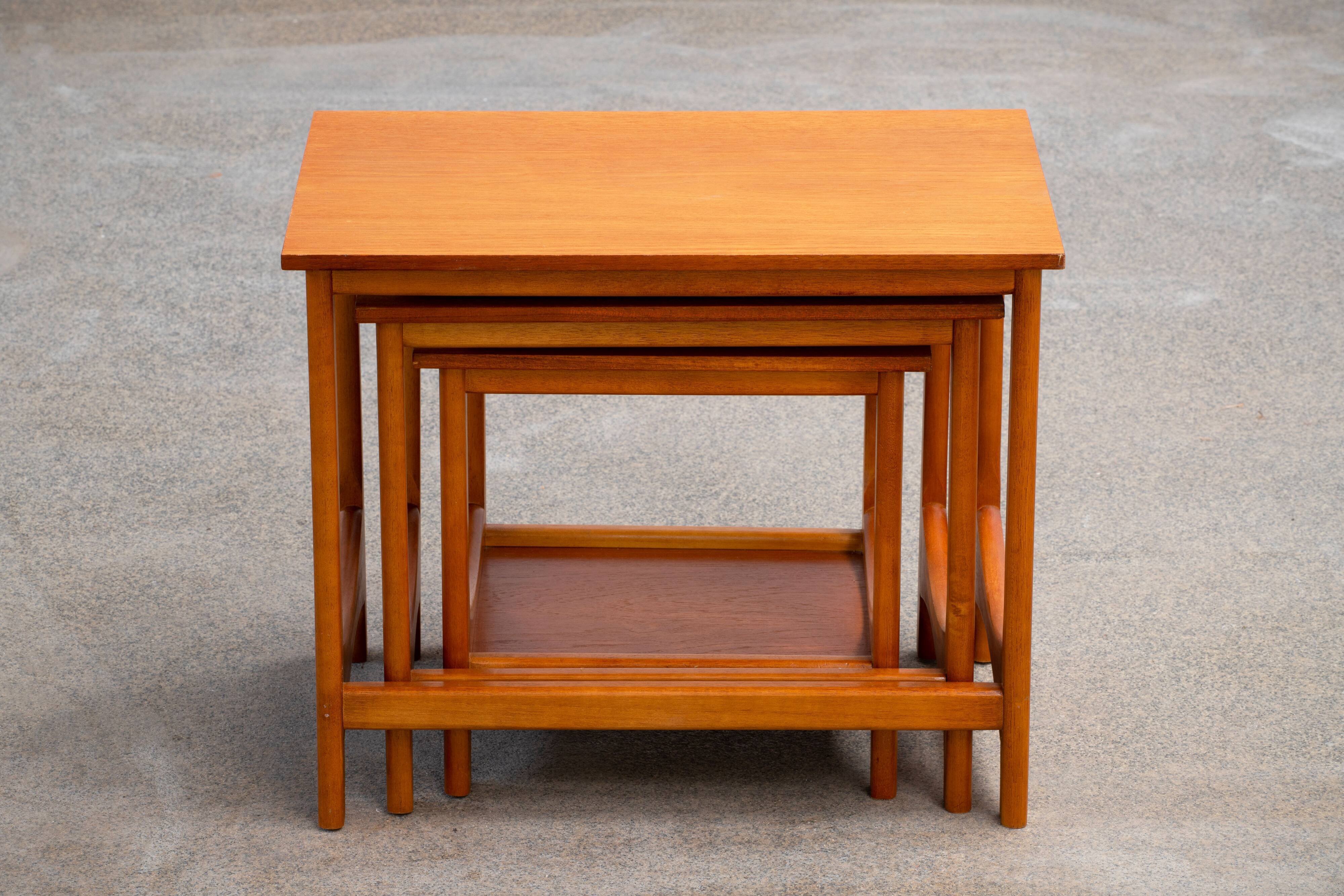 Scandinavian teak nesting coffee tables