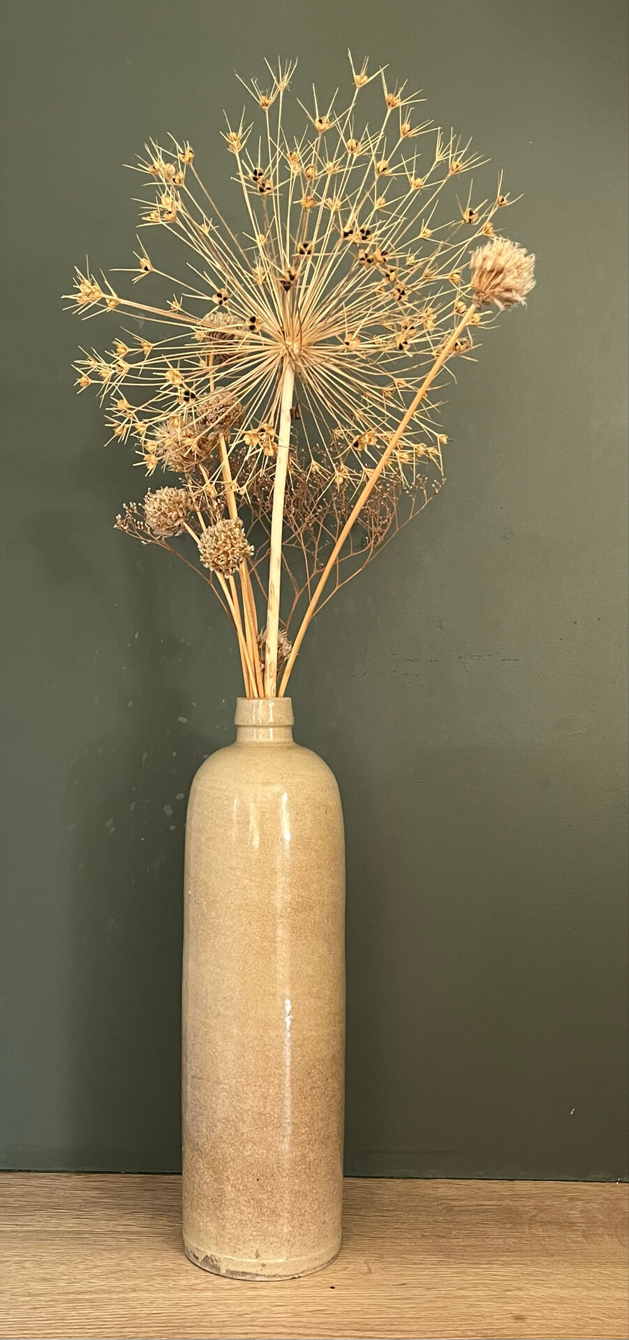 Beige stoneware bottle vase