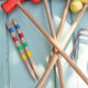 Vintage wooden croquet game