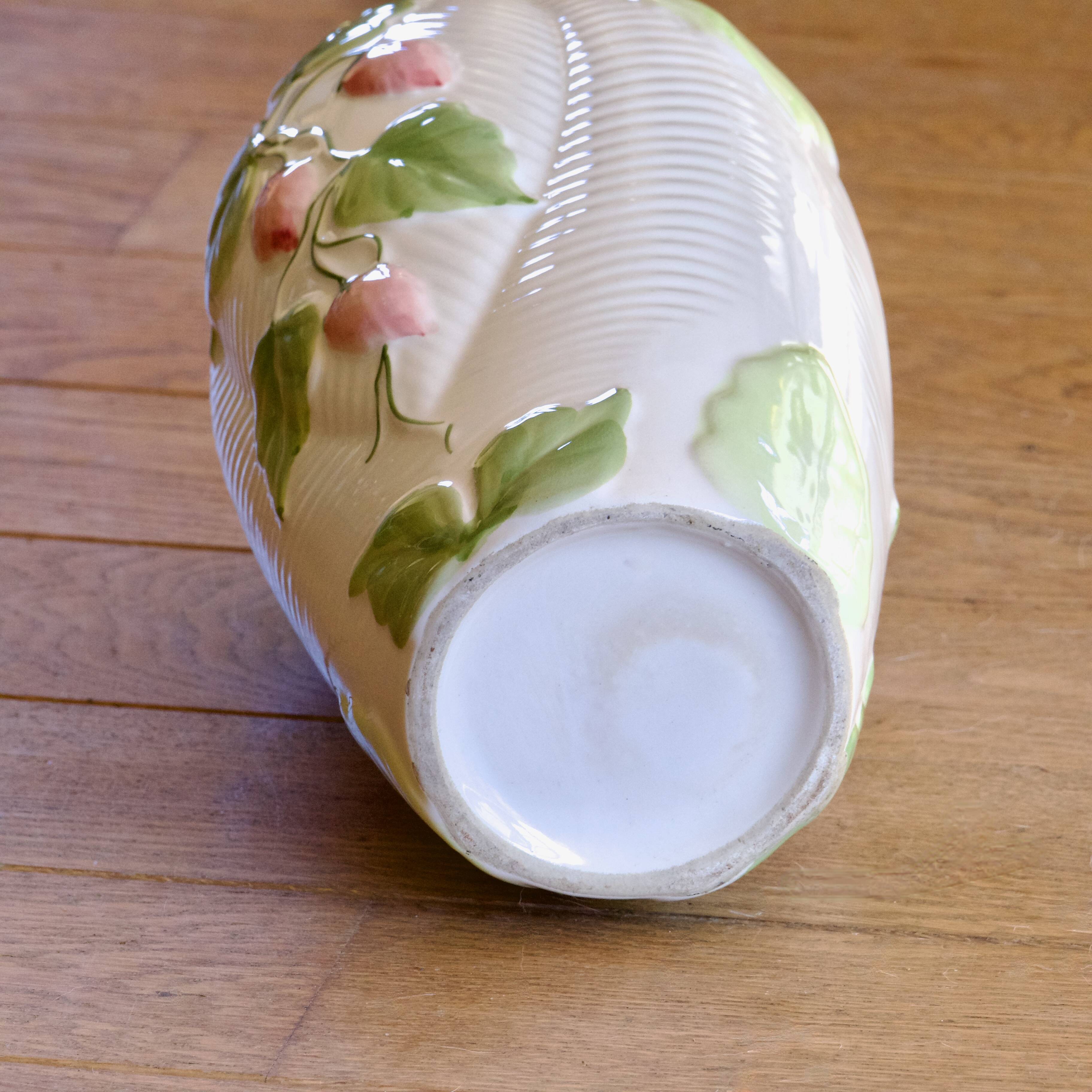 Large vintage strawberry-shaped earthenware vase