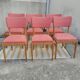 Set 6 chaises vintage structure chêne assise et dossier rouges