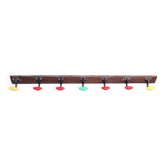1960s wall coat rack made of wood and coloured plastic