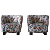 Set of curved Danish club chairs from the mid-century, Viggo Boesen style, 1940s.